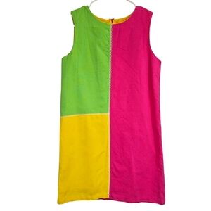 Copper‎ Key Girls 14 Colorblock Dress Patchwork 60s Retro Summer Pink Sleeveless